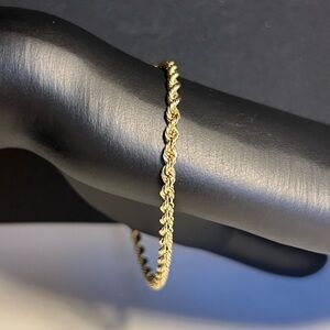 Vintage 1980s 14k Yellow Gold Rope Chain Bracelet